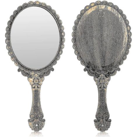 Miroir de poche vintage, petit miroir décoratif pour le maquillage du visage, fleurs en relief, portable, style antique, pour les voyages et les cosmétiques personnels SZRH (1/4)