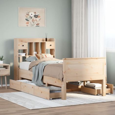 vidaXL Letto Libreria senza Materasso 90x200 cm Legno Massello Pino (1/5)