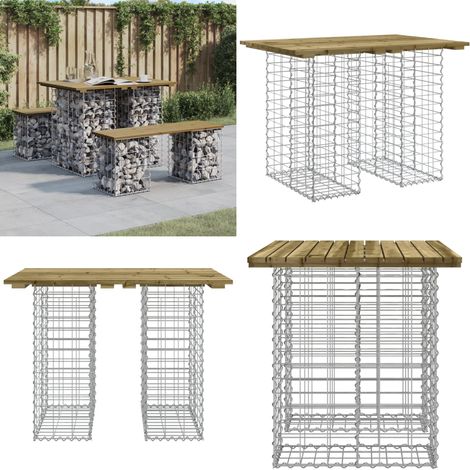 Tavolo da giardino in gabbione design 100x70x72 cm in legno di pino impregnato - Tavolo da patio - Tavolo in legno impregnato