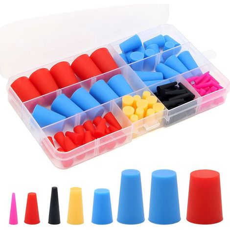 110PCS Bouchon Conique en Caoutchouc de Silicone, Bouchons RéSistant Aux Hautes TempéRatures pour Trou, PulvéRisation,