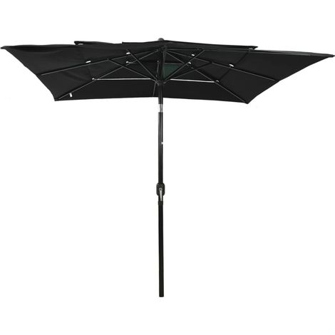 Maison Exclusive - Sonnenschirm mit Aluminium-Mast 3-lagig Schwar