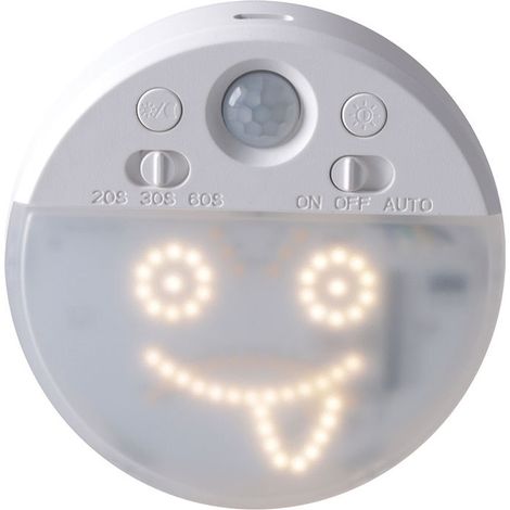 Veilleuse LED à détecteur de mouvement avec 4 expressions faciales, éclairage d'ambiance réglable, rechargeable, avec minuterie (1 pièce) (1/5)