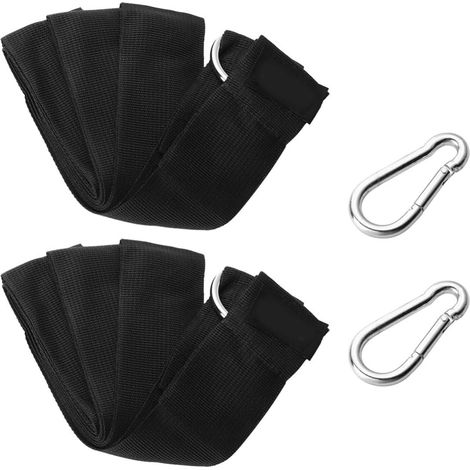 2 Pièces Kit Suspendre pour Hamac en Nylon Noir, Robuste et Léger (1/5)