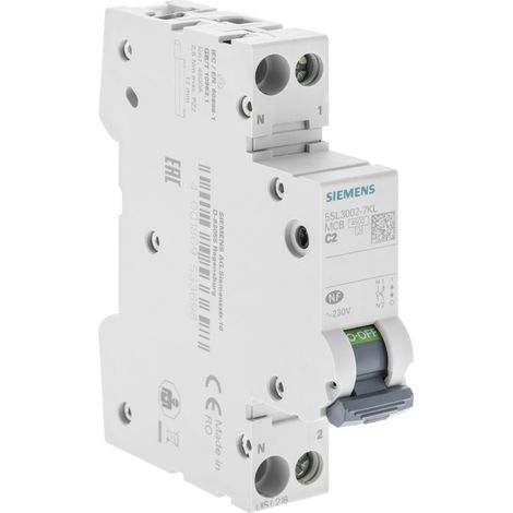Leistungsschalter Siemens 1P N 2 Ampere Typ C (1/2)