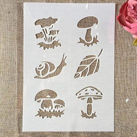 Pochoirs A4 de 29 cm en forme de champignon - Pour travaux manuels, peinture, scrapbooking, gaufrage, album décoratif