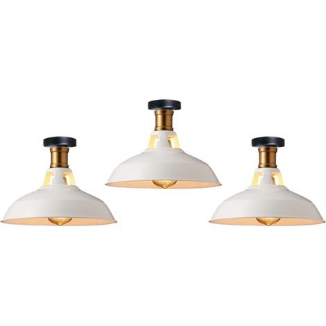 Lámpara de techo rústica iluminación industrial colgante de metal lámpara de techo de granja para pasillo escalera vestíbulo cocina porche entrada, E27, Blanco, 3 Pieza (1/5)