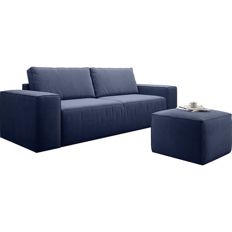 Canapé convertible WILACE en tissu – 260cm-Bleu nuit (1/5)