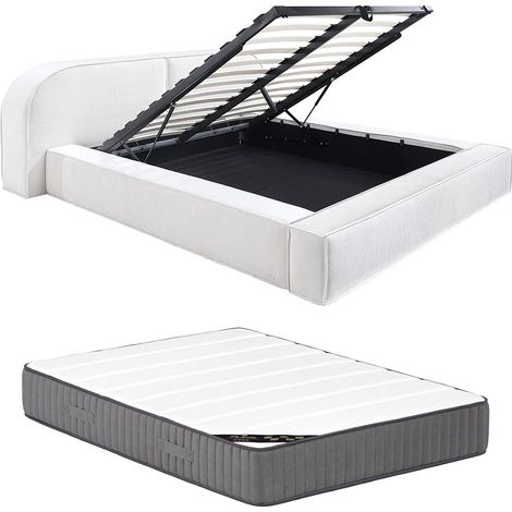Letto con contenitore 180 x 200 cm Velluto a coste Panna Con materasso - LIRABA della Maison Céphy (1/5)
