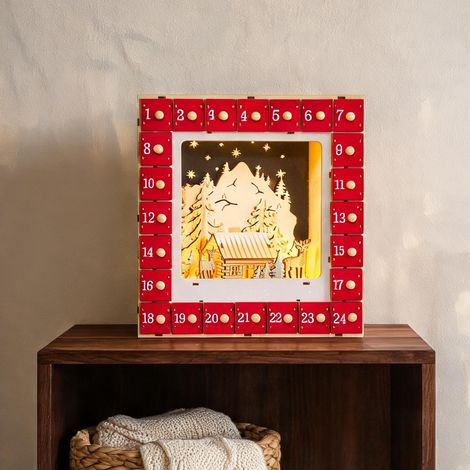 Décoration de Noël rouge en panneau multicouche 34 x 7 x 34 cm (1/5)