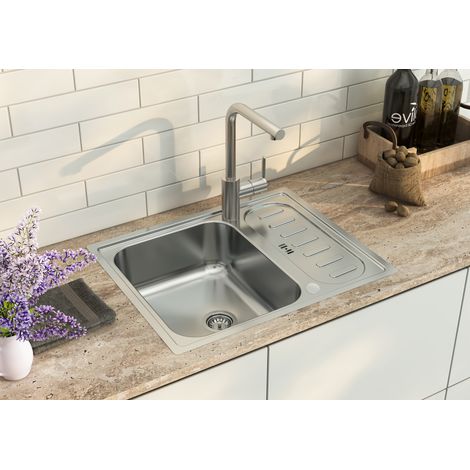 Lavello da incasso in acciaio inox, lavello da cucina, lavello 61 x 50 cm Respekta