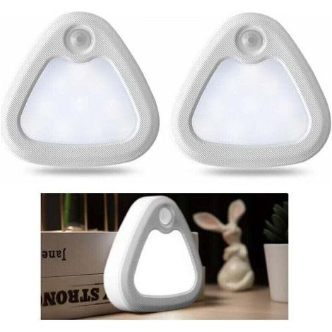 Veilleuse LED avec détecteur de mouvement, éclairage intérieur à détecteur de mouvement, éclairage LED sans fil alimenté par batterie, base magnétique, lumière LED blanche (lot de 2)