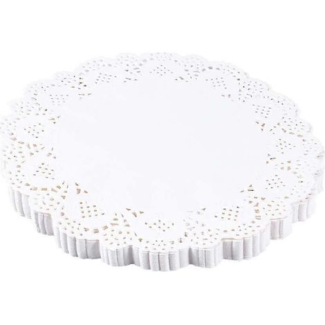 Sets de table décoratifs en papier, ronds, en dentelle, 140 pièces, blancs (1/5)