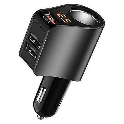 Rallonge allume-cigare avec adaptateur et prise répartiteur, 3 ports USB et voltmètre (1/5)