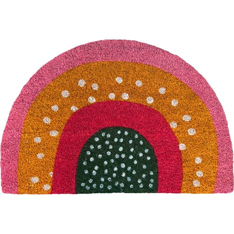 Zerbino Relaxdays in fibra di cocco, semicircolare, boho, 60 x 40 cm, interno/esterno, antiscivolo, multicolore (1/5)