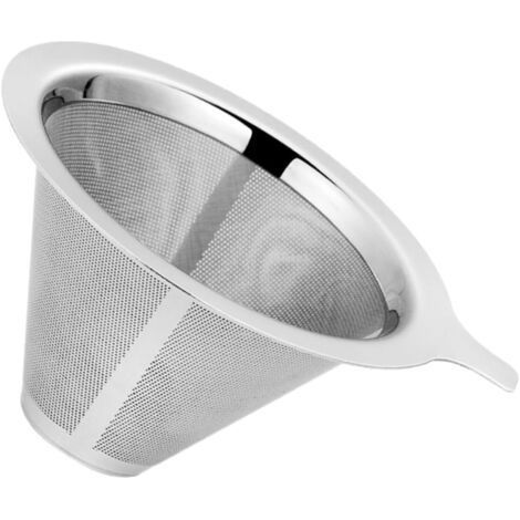 Filtre à Café Inox Réutilisable Mesh Double Filtre Permanent sans Papier pour Préparation Manuelle Écologique et Facile à Nettoyer Adapté Maison et Bureau