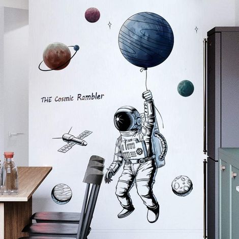 3D Astronaute Autocollant Mural Comme Décoration Murale Pour Ch (1/5)