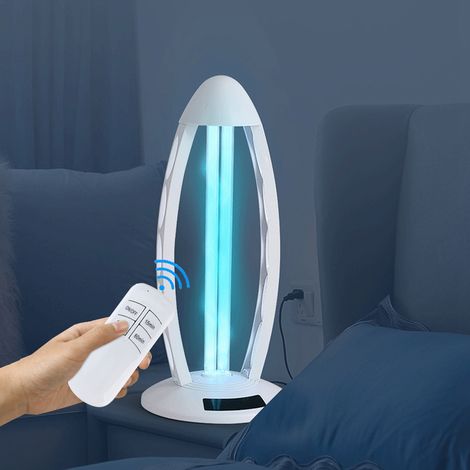 Lampe UV à double tube avec télécommande et minuterie, pour usage domestique et hospitalier, prise UE 220 V (1/5)