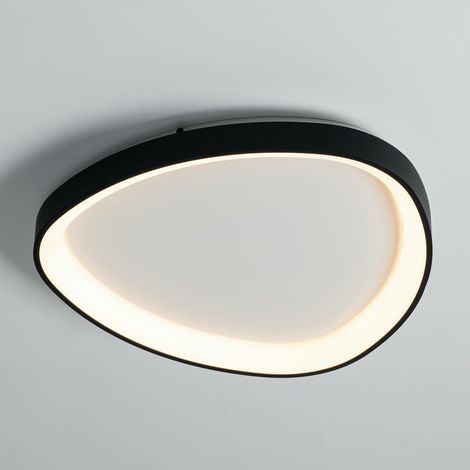 Plafonnier design ovale cercle noir LED dimmable 42 cm - Mesiano