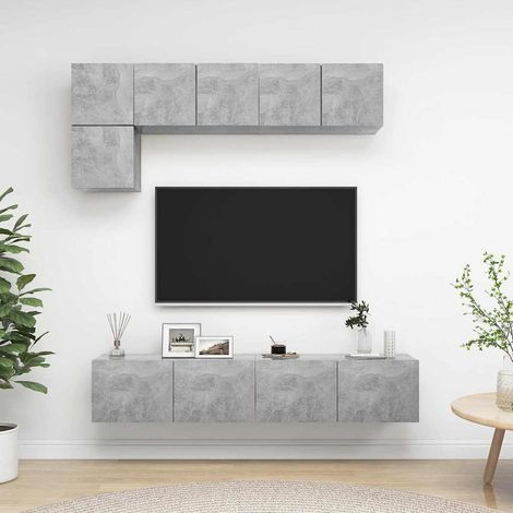 Ensemble de meuble TV 5 pcs pour Salon - Armoire TV Gris béton Aggloméré BV333040 - BonneVie (1/5)