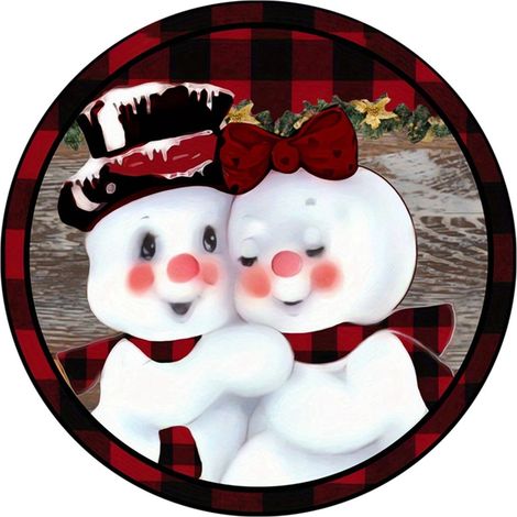 Snowman - Wooden Door Sign - Christmas Welcome Decoration - Farmhouse Porch - 30 cm - 1 Piece (1/5)