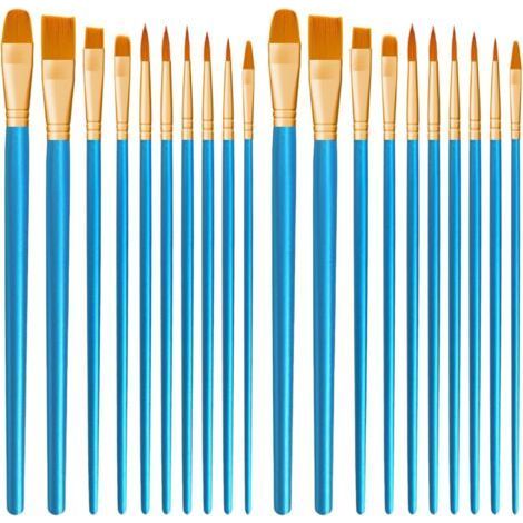 Ensemble de 20 pinceaux en nylon pour peinture acrylique, huile, aquarelle, gouache et maquillage artistique pour enfants et adultes (bleu)-ARCAN (1/5)