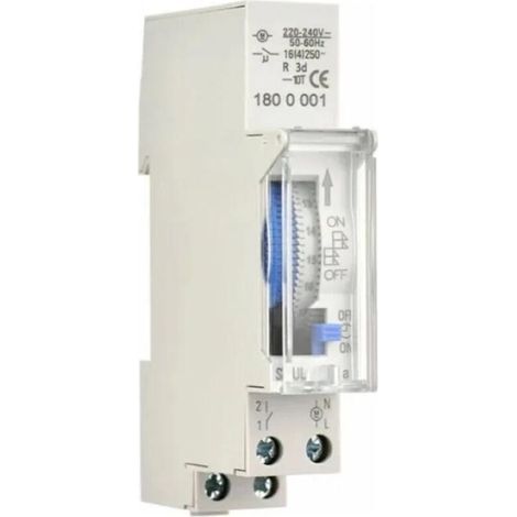 Timer meccanico da 24 ore, timer minimo di 15 minuti, montaggio su guida DIN, batteria integrata, SUL180a AC220-240V, grigio (1/4)