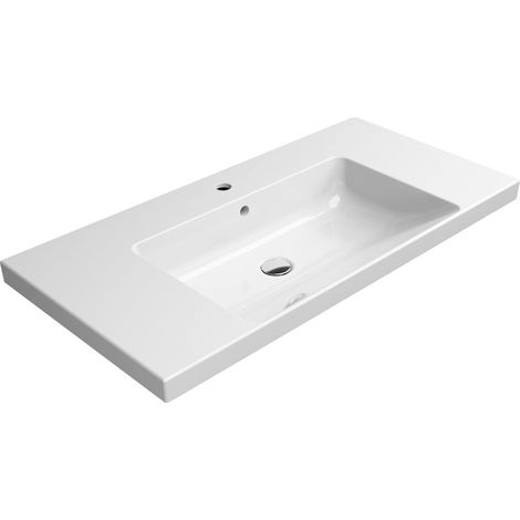 Lavabo en céramique NORM 100x50cm, blanc ExtraGlaze (1/4)