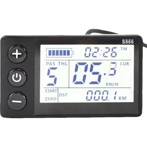 Velocímetro digital LCD, resistente al agua, para bicicletas eléctricas, 5 pines. (1/2)