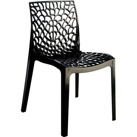 Centrale Brico – Chaise empilable en polypropylène antracite – Résistante aux UV et intempéries – Dimensions 52x51xh81 cm – Design moderne et fonctionnel