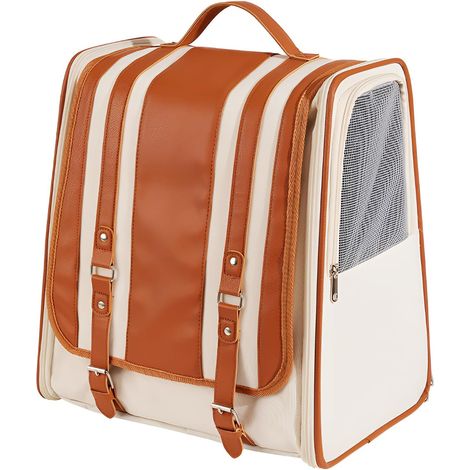 Faux Leather Cat Backpack Carrier,Cat Carrying Backpack for Small Cats and Dogs,Combines Light-Blocking Capabilities for Privacy Protection with air Circulation,Cushion Back Support (1/5)