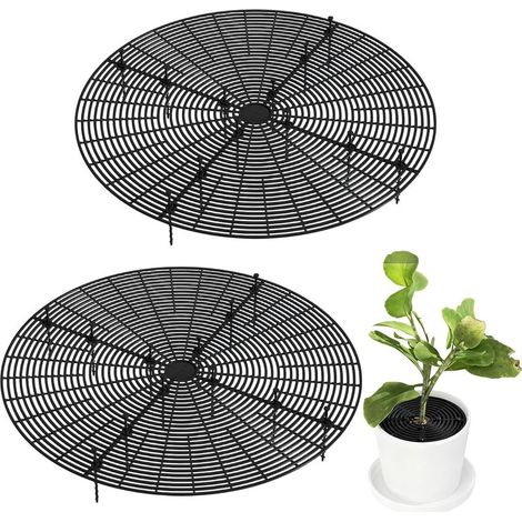 (Grand Rond Noir)2 Pièces Grille de Protection pour Pot de Fleurs, Grille Protection Plante Découpable, Grille pour Pot de Fleurs pour Chiens, Chats, Enfants, Animaux de Compagnie (1/5)