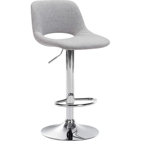 Barhocker Camden Stoff hellgrau Metall in Chromoptik