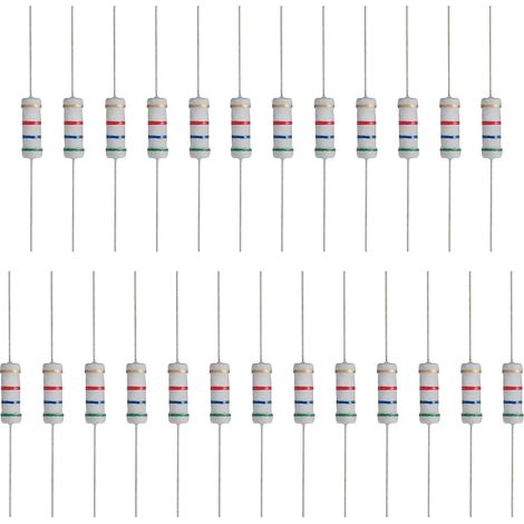 25 Pcs 5.6K Ohm, 3 Watt 5% Tolerance Axial Connection Metal Oxide Film Resistors, Flame Retardant, for Electronic Projects, Circuits and DIY Experiments (1/5)