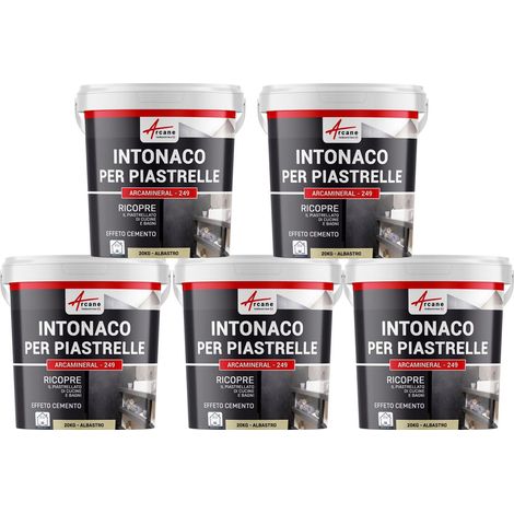 Intonaco per piastrelle del bagno e cucina, su pavimento e pareti - ARCAMINERAL - 5x 20 kg Alabastro - ARCANE INDUSTRIES