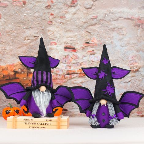 Décorations d Halloween chauve-souris vampire avec ailes poupée de vieil homme sans visage Festival des fantômes ornements de poupée naine (1/4)