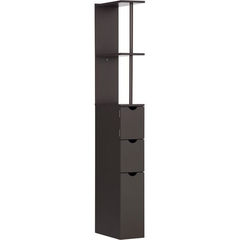 Tall Bathroom Cabinet, Freestanding Bathroom Storage Cabinet with 2-Tier Shelf and Drawers, Narrow Cupboard Storage Unit, Brown