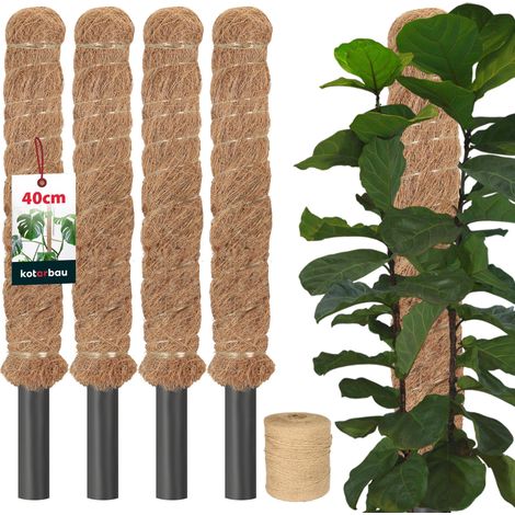 KOTARBAU® 4 pcs Tuteur Plante - Tuteur Coco - ⌀ 2.5 x 40 cm - Fibre de Coco - Tuteurs pour Monstera - Marron - pour Plantes Grimpantes (1/5)