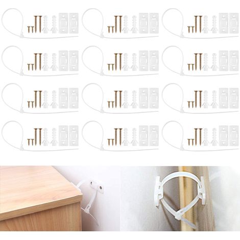 Fixation Murale Anti-Renversement - Sangle Réglable pour Meubles - Pour Enfants et Animaux - Lot de 12 (1/5)