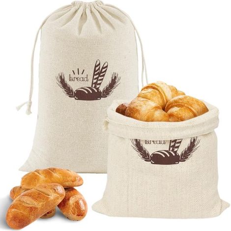 Sacs à pain en lin 2 pièces 30 x 38 cm – Sacs à pain réutilisables avec cordons – Pour conserver le pain frais – Conviennent également aux fruits et légumes (1/5)
