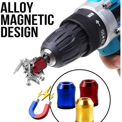 Set mit 3 Magnetringen für Schraubendreherbits, abnehmbare Bithalter für Bohrmaschinen. Universeller Bithalter für Sechskantschraubendreher und Schraubendreherbits. Schraubenhalter aus Aluminiumlegier (1/5)
