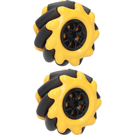 Lot 2 Roues Mecanum 60mm OmniDirectionnelles pour Robot Voiture DIY, Pièces Accessoires Compatibles, Déplacement 360°, Composants de Châssis, Paire (1/5)