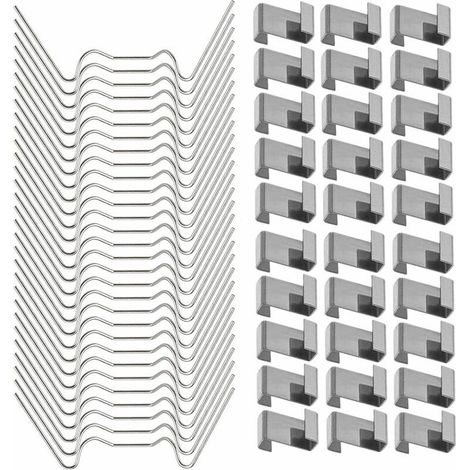 100 Pièces Clips de Vitrage de Serre Inoxydable Clip Z Type pour Serre Clip de Vitrage de Type W en Acier Inoxydable Résistant Aux Tempêtes pour Fixation de Serre Verre Accessoires Serre(50 Z-clip, 50 (1/5)