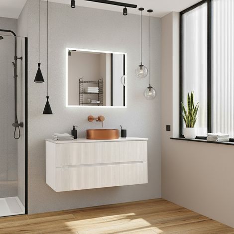 Meuble de salle de bain 120 cm blanc cassé Ceramia 119,4 x 45,5 x 50 cm (CERAMIA-5OW120)