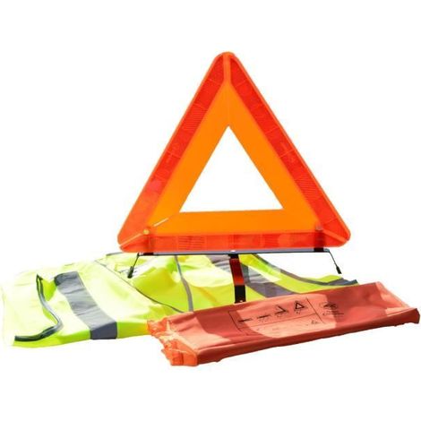 Kit de sécurité routière - Gilet & triangle - Haute visibilité EN471 - Triangle voiture - Pochette