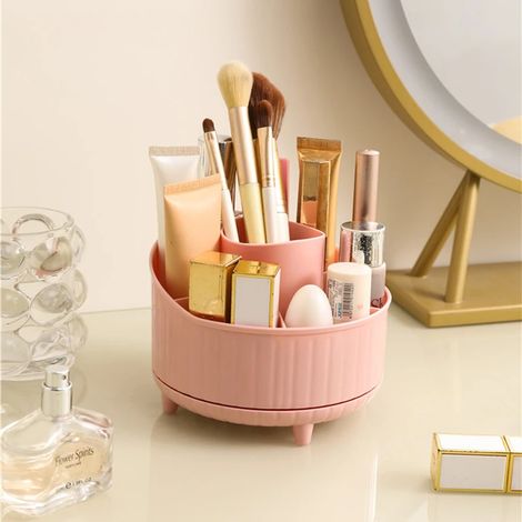 Organisateur cosmétique/organisateur de bureau rotatif à 360° (rose) (1/4)