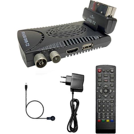 Décodeur TNT Full HD 25-26 canaux DVB-T2 avec décodage 265/HEVC et guide électronique des programmes (EPG), prise européenne. (1/4)