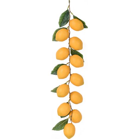 Branche de citronnier artificielle réaliste de 12 fruits avec feuilles vertes, idéale pour la décoration intérieure. (1/3)