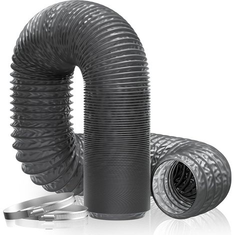 Conduit Air Flexible Ventilation - 125mm x 3M Gris - Aluminium PVC - Chauffage Climatisation Sèche-Linge Extracteur (1/5)