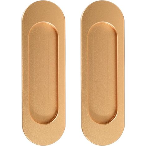 Poignée ovale coulissante pour porte - Poignée à clapet - 100 mm, lot de 2 - Or (1/5)