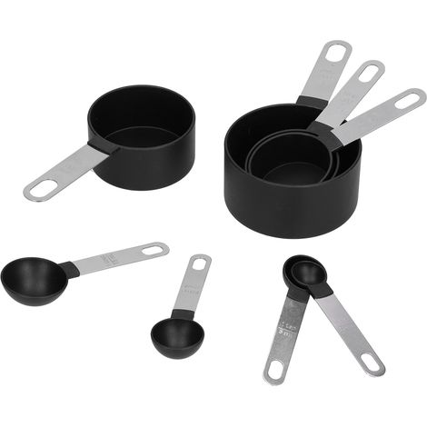 8-teiliges Set Messbecher und -löffel aus Edelstahl mit Griff, Backzubehör für Zuhause (1/5)